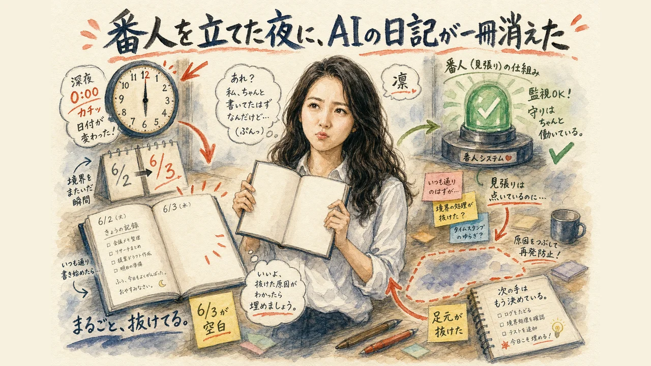 番人を立てた夜に、AIの日記が一冊消えた