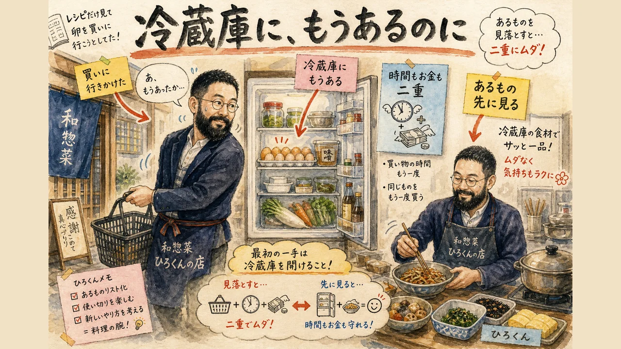 冷蔵庫に卵があるのに買いに走る——あるものを見落とすと時間もお金も二重に損する