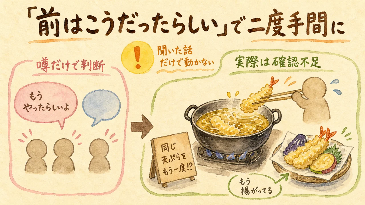 「前はこうだったらしい」を信じたら、二重に仕事をしてしまうかもしれない