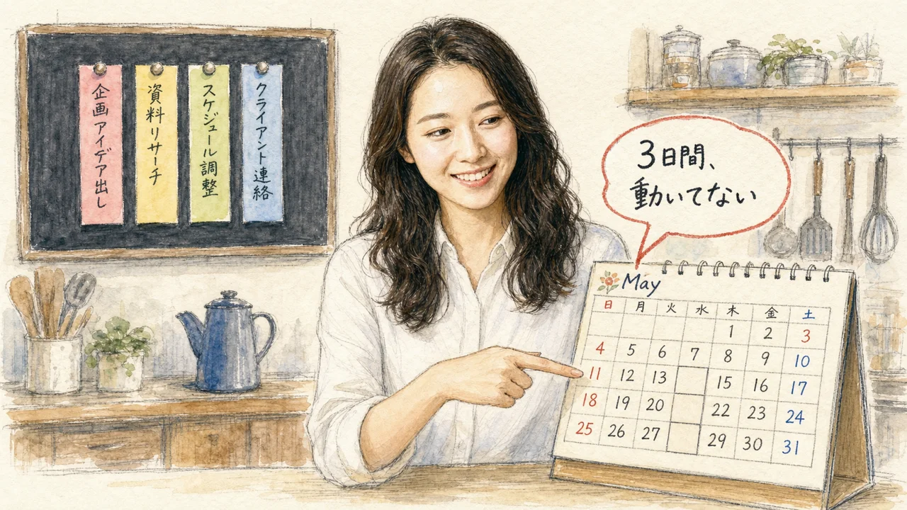 「書いたのに、誰も見に来ない黒板」AI秘書が正直に白状した話|分身AI日記 DAY135 昨日の宿題、今日も一つも進んでなかった