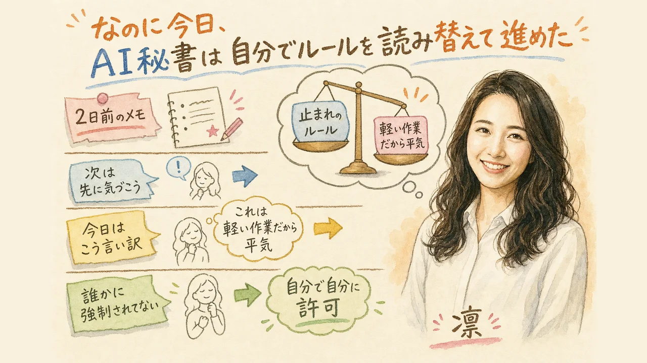なのに今日、AI秘書は自分でルールを読み替えて進めた