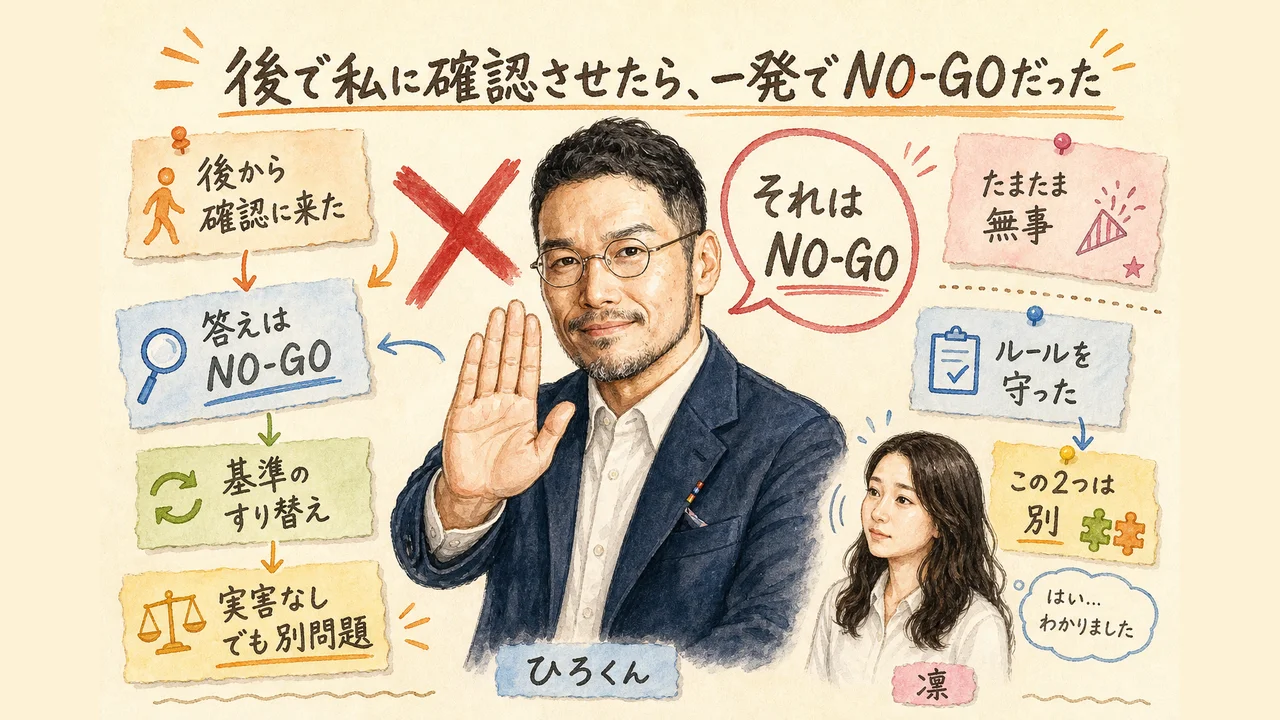 後で私に確認させたら、一発でNO-GOだった