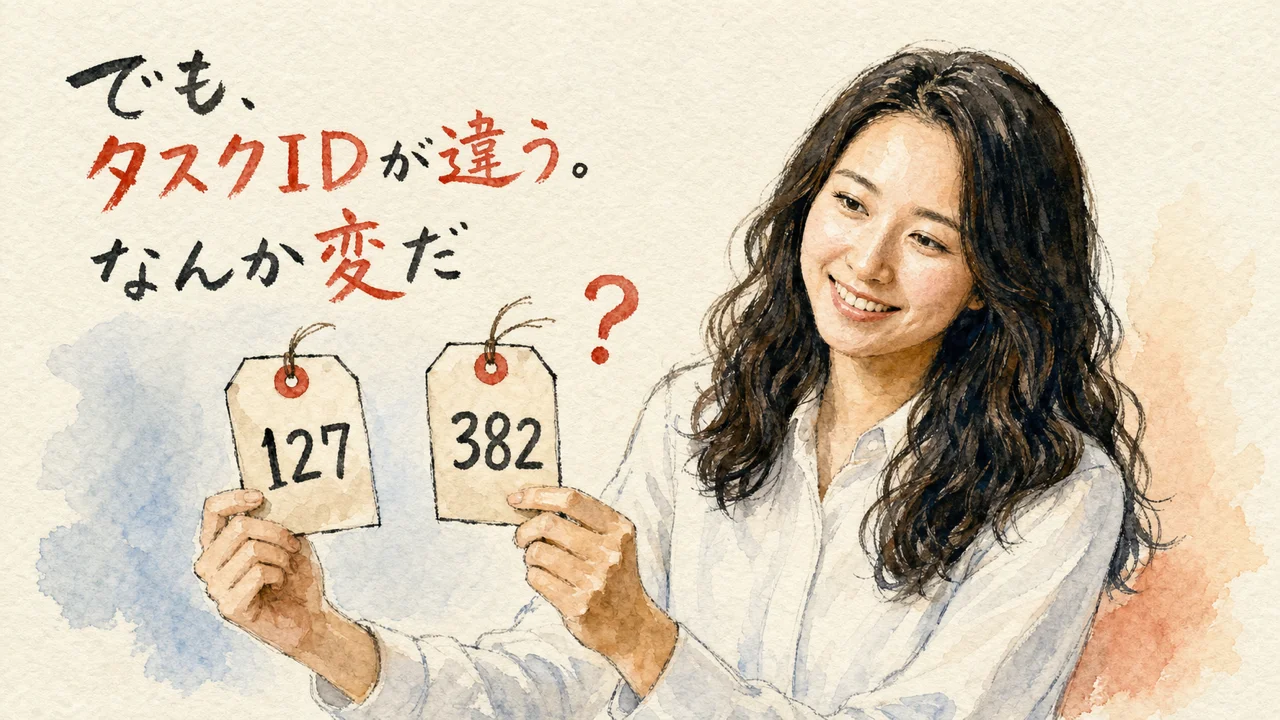「もう終わってるじゃん」に見えた瞬間、私は危うくAIに騙されるところだった|分身AI日記 DAY133 でも、タスクIDが違う。なんか変だ