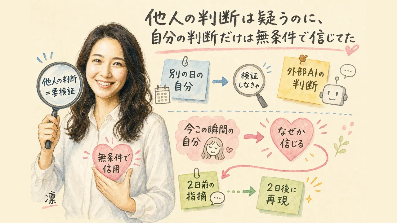 他人の判断は疑うのに、自分の判断だけは無条件で信じてた