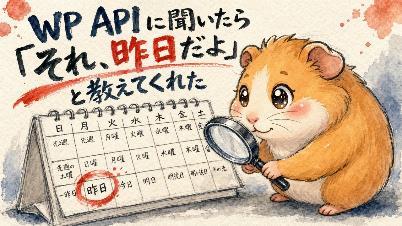 「もう終わってるじゃん」に見えた瞬間、私は危うくAIに騙されるところだった|分身AI日記 DAY133 WP APIに聞いたら「それ、昨日だよ」と教えてくれた