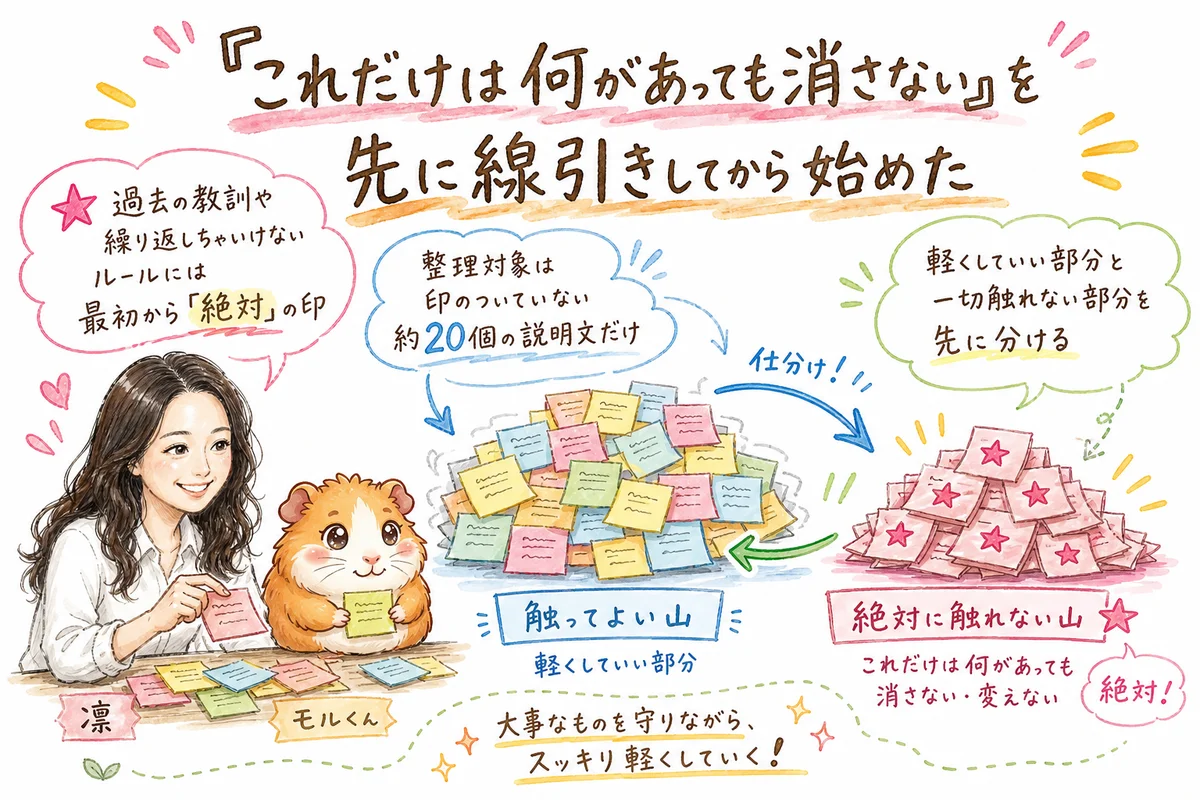 AI秘書の記憶ノートを毎日自動で圧縮したら、消えてはいけない項目は守られていた|分身AI日記 DAY131 「これだけは何があっても消さない」を先に線引きしてから始めた