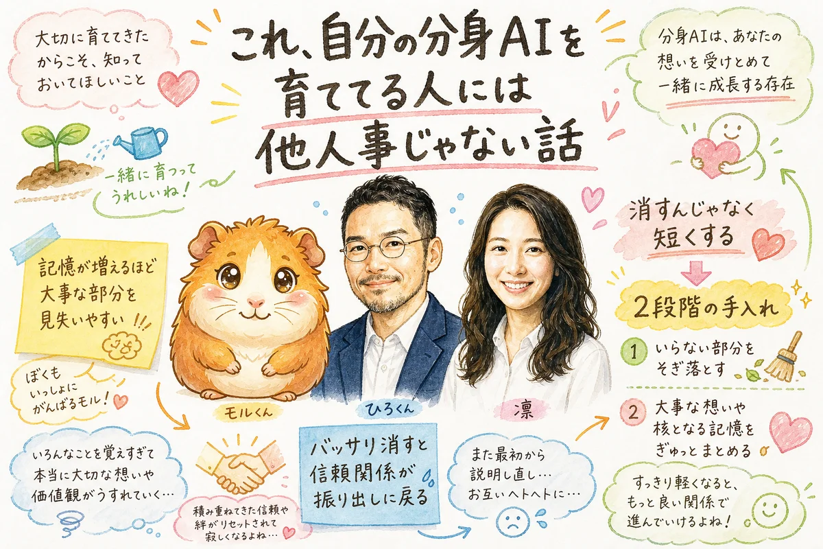 AI秘書の記憶ノートを毎日自動で圧縮したら、消えてはいけない項目は守られていた|分身AI日記 DAY131 これ、自分の分身AIを育ててる人には他人事じゃない話