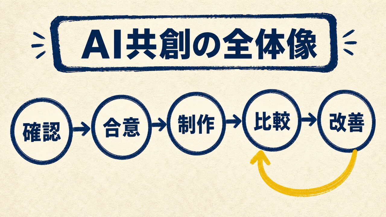 AI共創パートナー ループ合宿|ひろくん用 AI共創パートナー ループ合宿 スライド6:AI共創の全体像