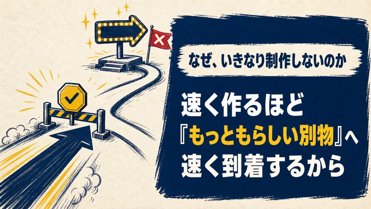 AI共創パートナー ループ合宿|ひろくん用 AI共創パートナー ループ合宿 スライド7:なぜ、いきなり制作しないのか