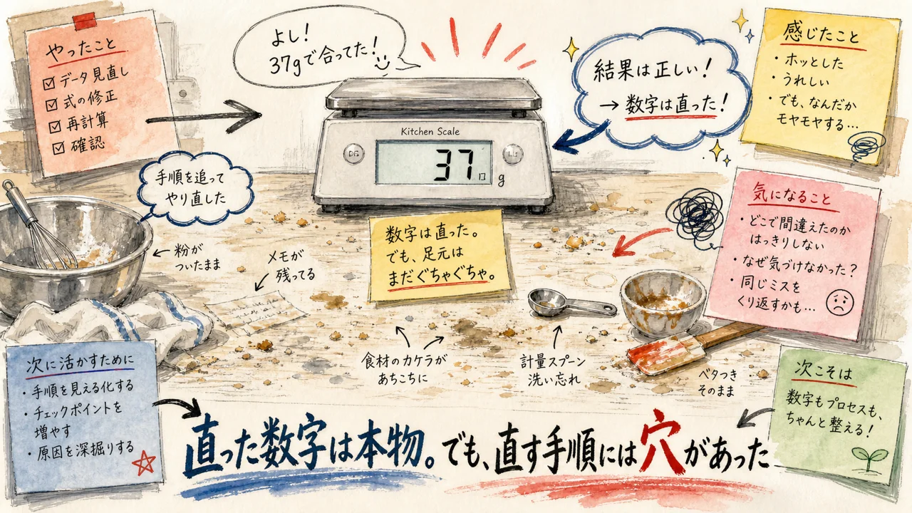直った数字は本物。でも、直す手順には穴があった