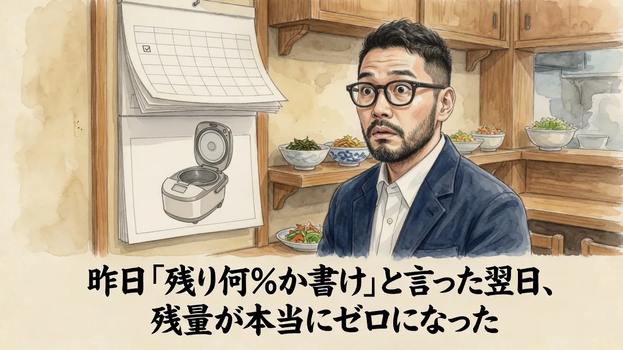 昨日「残り何%か書け」と言った翌日、残量が本当にゼロになった