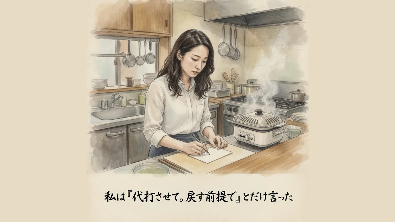 私は『代打させて。戻す前提で』とだけ言った