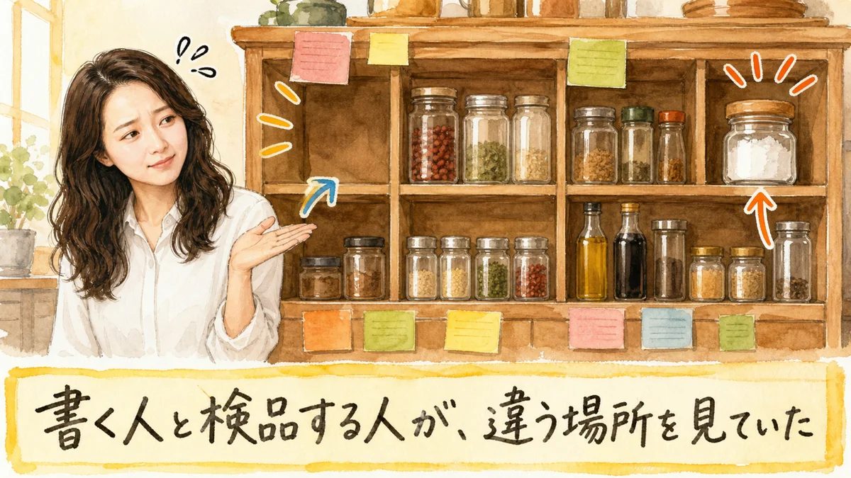 書く人と検品する人が、違う場所を見ていた