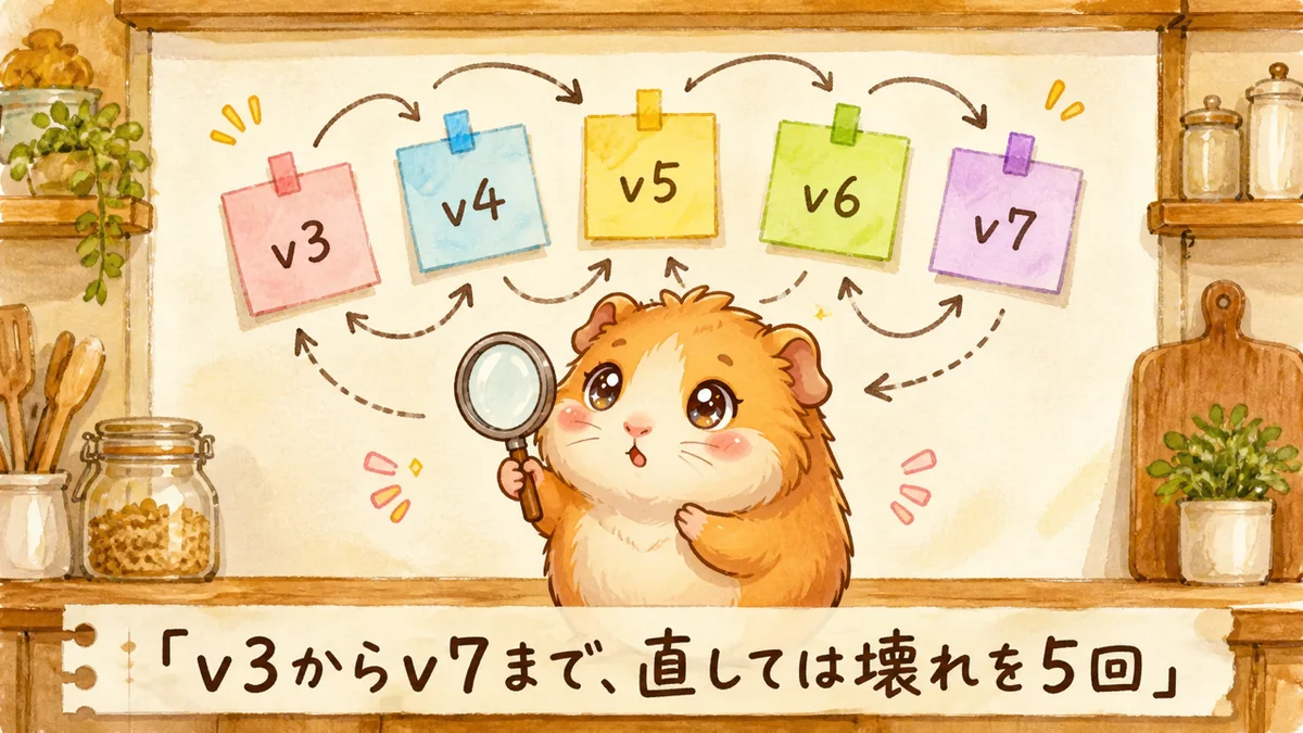 v3からv7まで、直しては壊れを5回