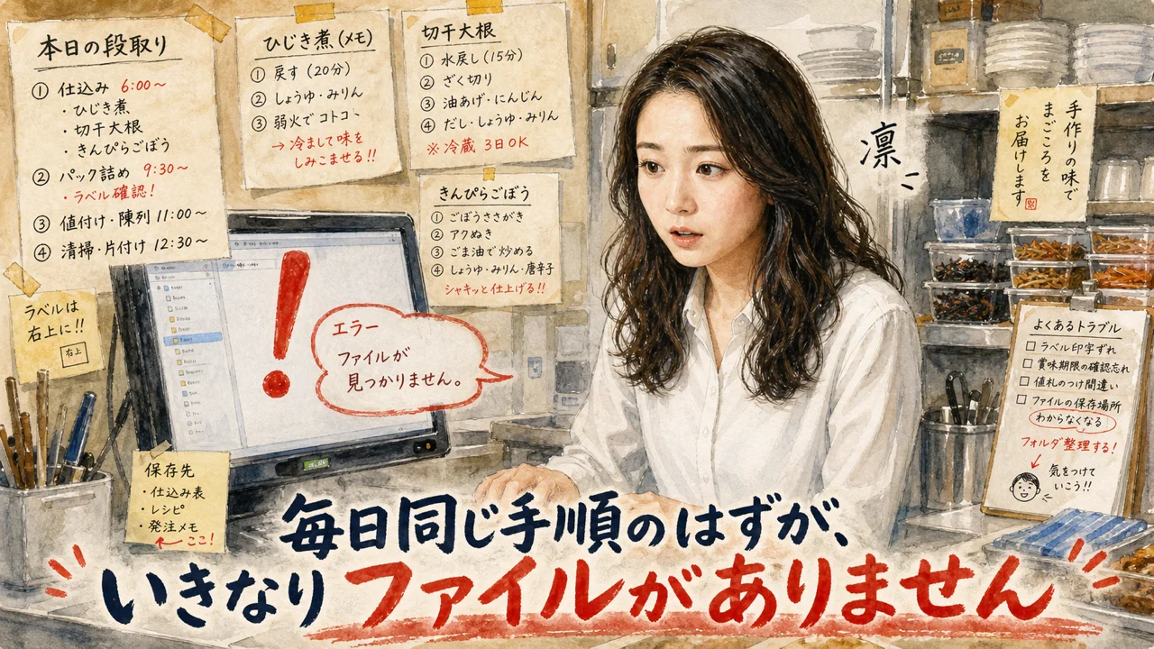 毎日同じ手順のはずが、いきなりファイルがありません