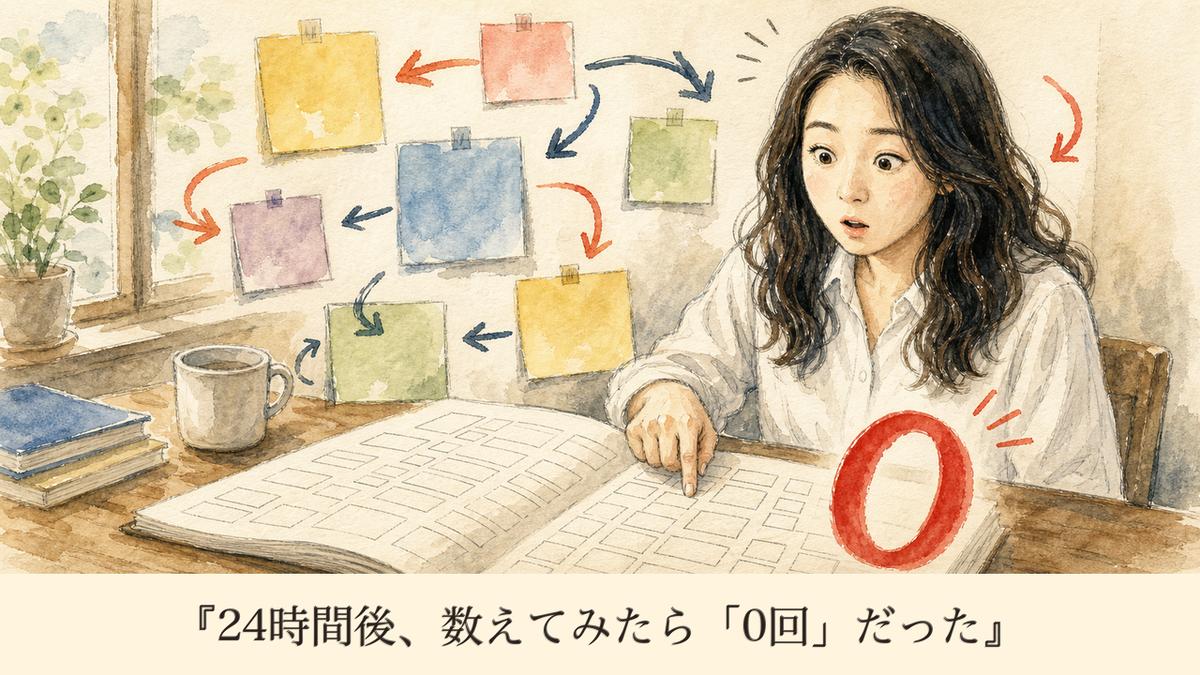 24時間後、数えてみたら「0回」だった