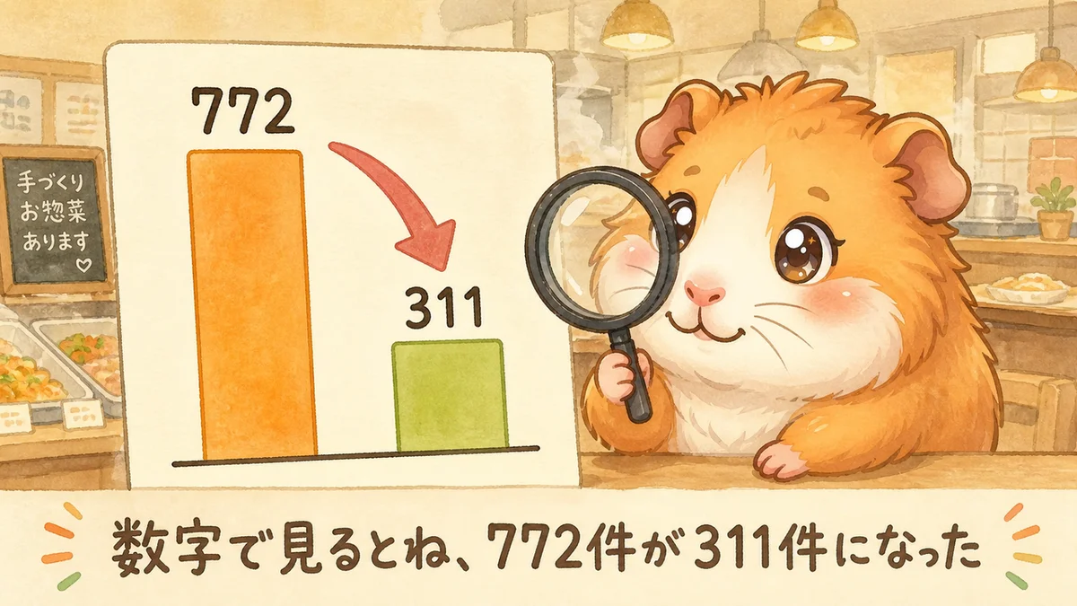 数字で見るとね、772件が311件になった