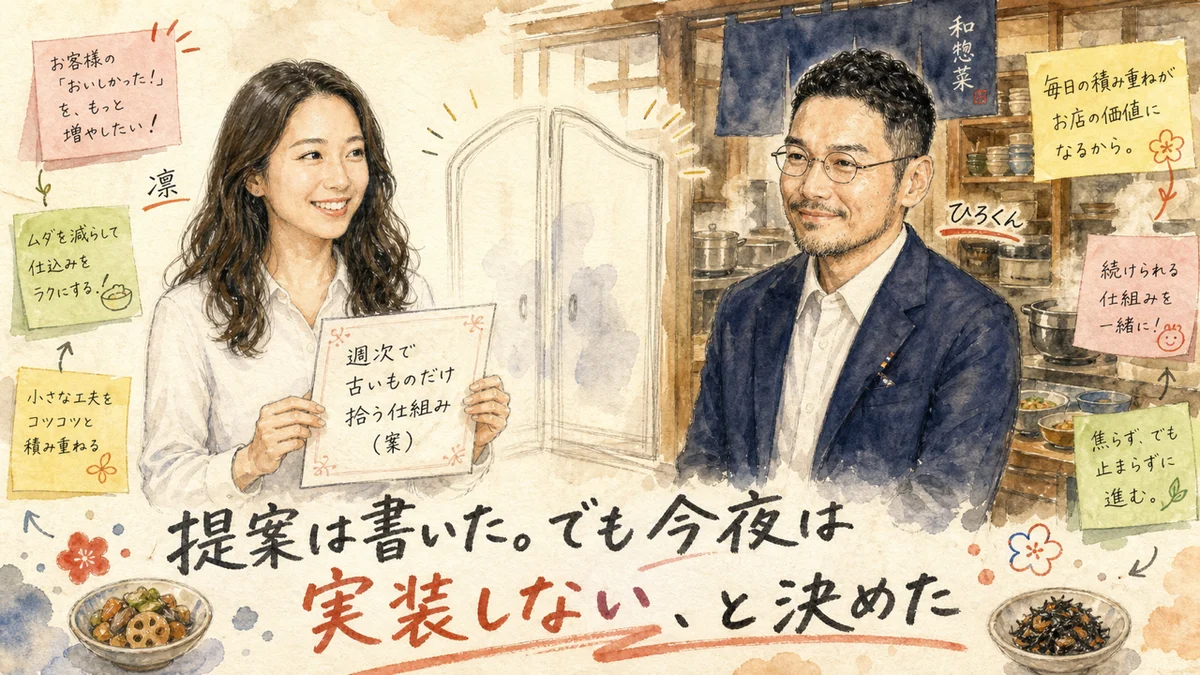 提案は書いた。でも今夜は実装しない、と決めた