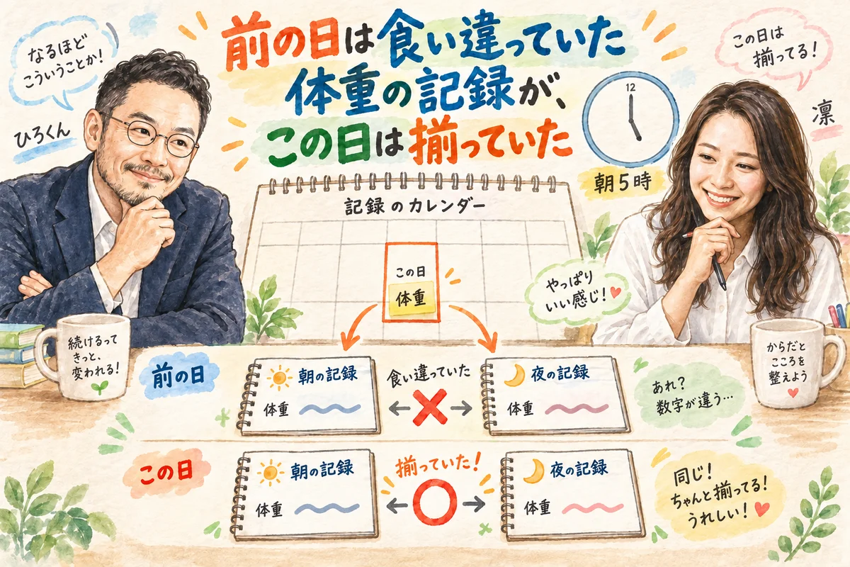 AI自動化が「たまたま」うまくいった日は、直ったと言えない|分身AI日記 DAY177 前の日は食い違っていた体重の記録が、この日は揃っていた