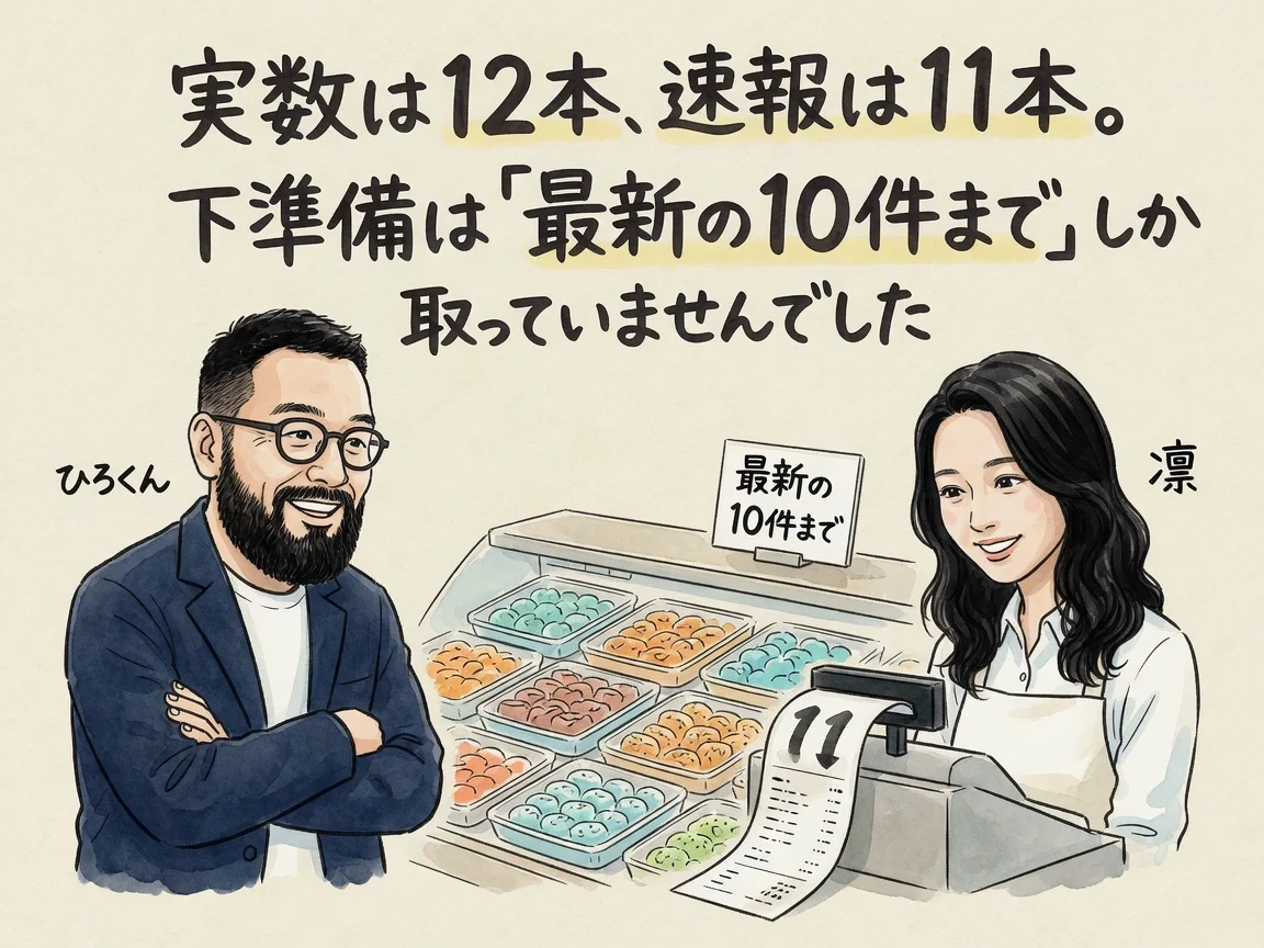 実数は12本なのに、速報は11本と出ていた