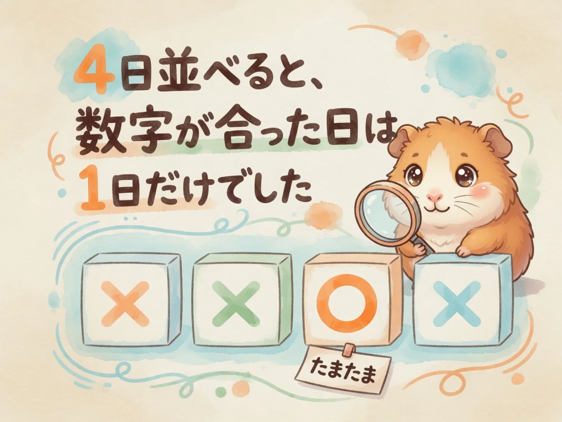4日並べると、数字が合った日は1日だけだった