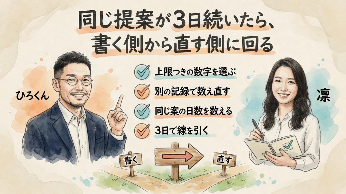 同じ提案が3日続いたら、書く側から直す側に回る