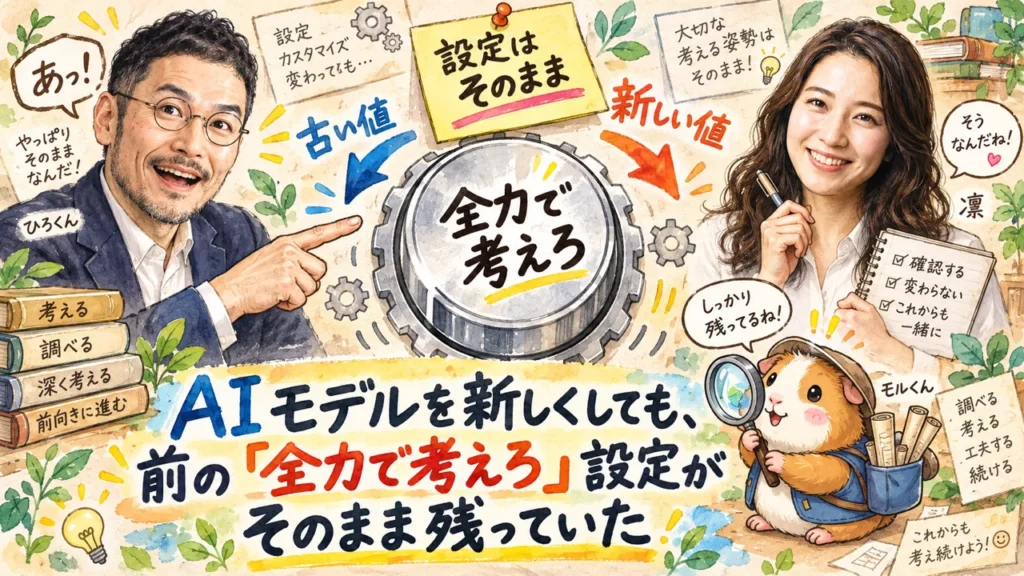 AIモデルを新しくしても、前の「全力で考えろ」設定がそのまま残っていた