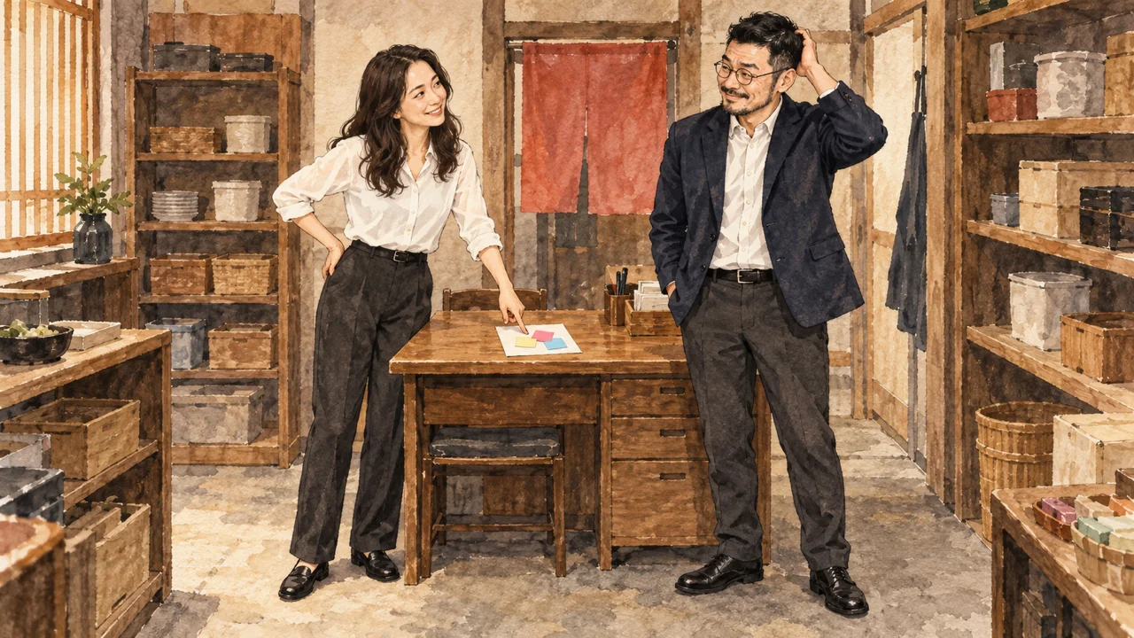 3回指摘してやっと直った、受信箱4,786件の話|分身AI日記 DAY167 同じ伝票と3枚の付箋を指さすAI秘書の凛とひろくんの水彩イラスト