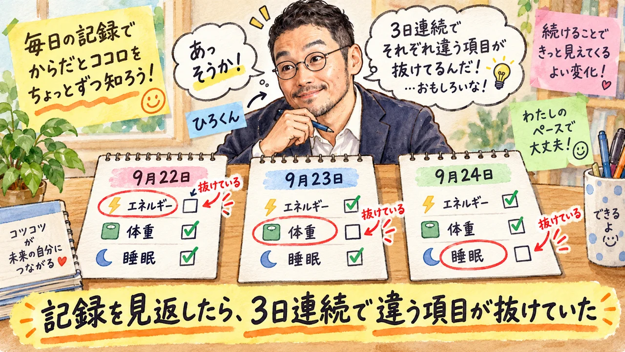 記録を見返したら、3日連続で違う項目が抜けていた