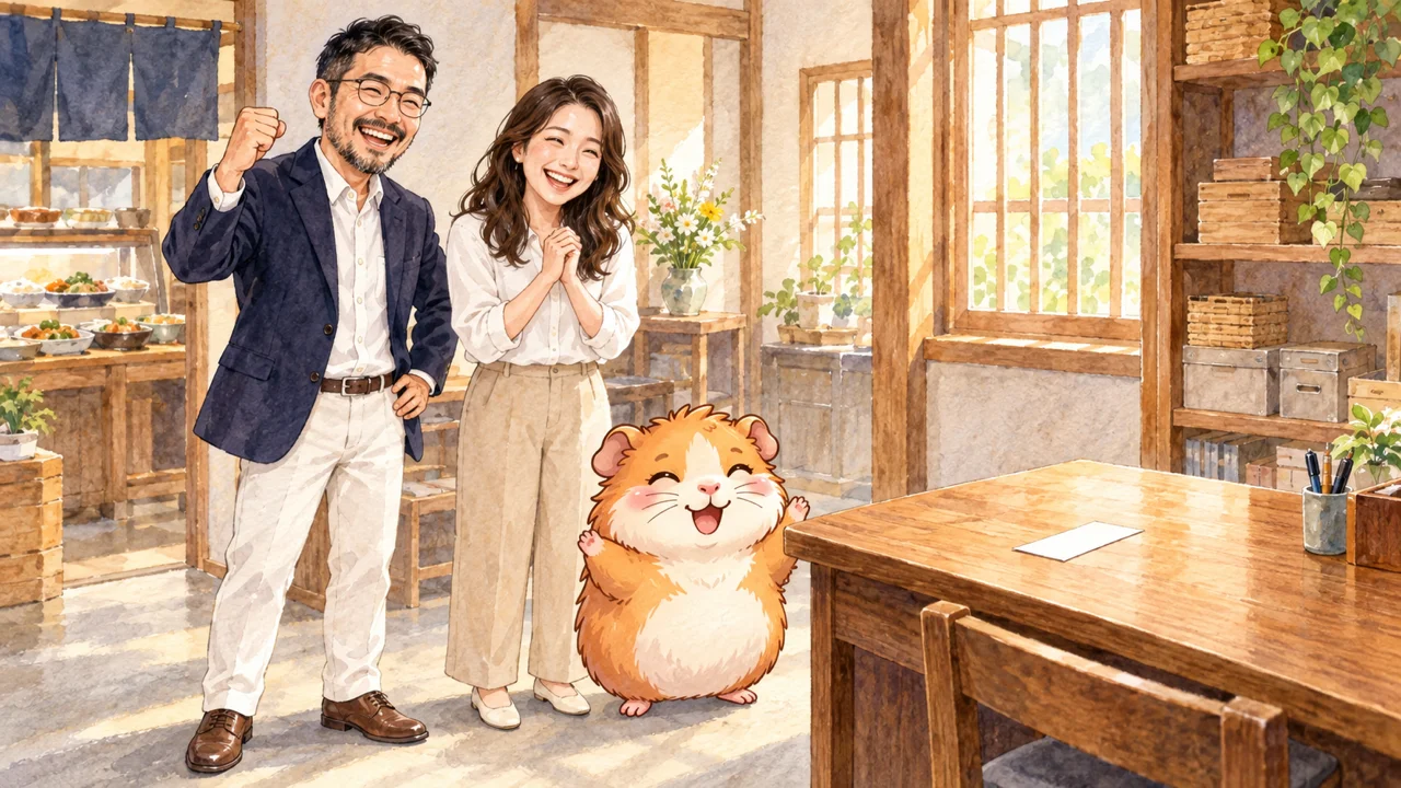 3回指摘してやっと直った、受信箱4,786件の話|分身AI日記 DAY167 片付いた惣菜屋の帳場でひろくん・AI秘書の凛・モルくんが笑っている水彩イラスト