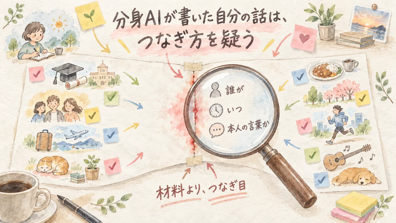 分身AIが書いた自分の話は、つなぎ方を疑う