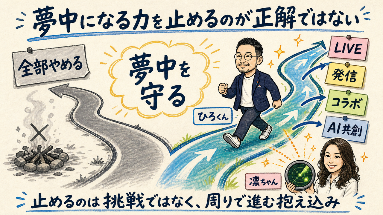 夢中になる力を止めるのが正解ではない｜分身AI.comグラレコ