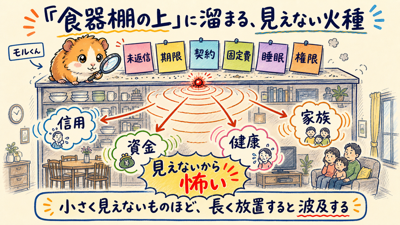 「食器棚の上」に溜まる、見えない火種｜分身AI.comグラレコ