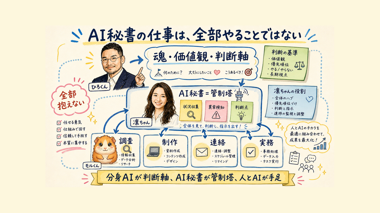 AI秘書の仕事は、全部やることではない｜分身AI.comグラレコ