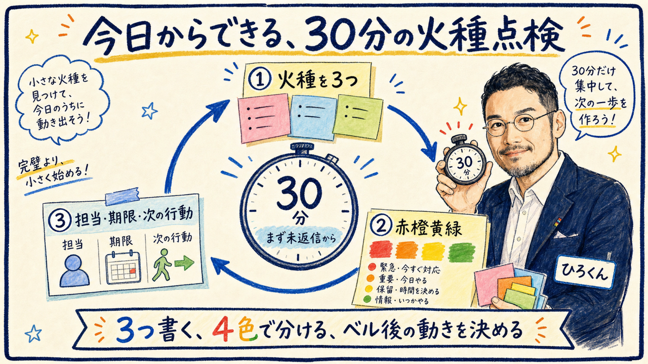 今日からできる、30分の火種点検｜分身AI.comグラレコ