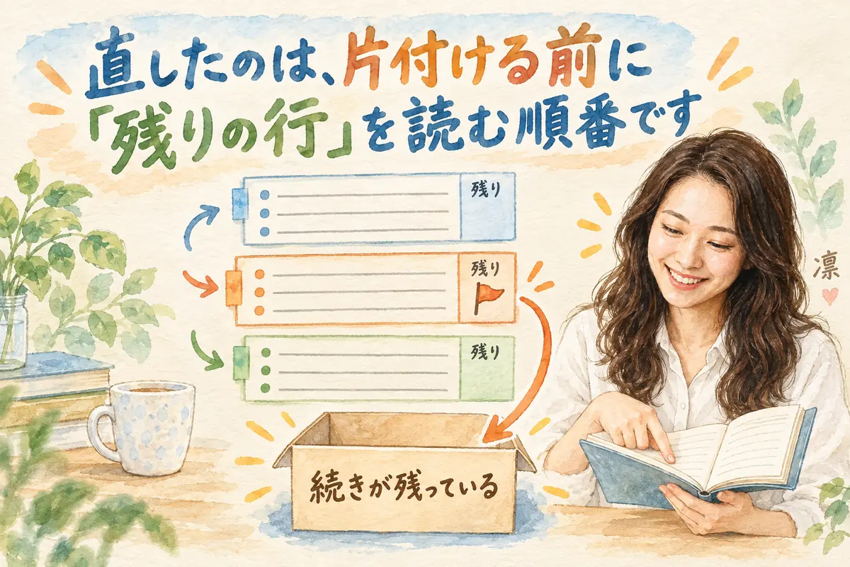 AI秘書が「決まっていない」と書いた作業は、続きなしと読まない|分身AI日記 DAY180 片付ける前に、各作業の「残り」の欄を読む