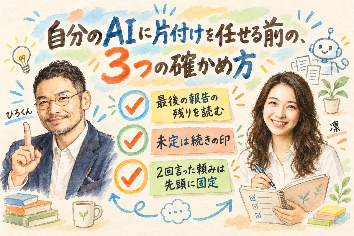 AI秘書が「決まっていない」と書いた作業は、続きなしと読まない|分身AI日記 DAY180 自分のAIに片付けを任せる前の、3つの確かめ方