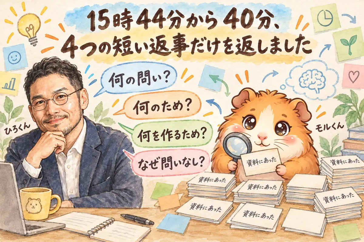 15時44分から40分、4つの短い返事だけを返しました