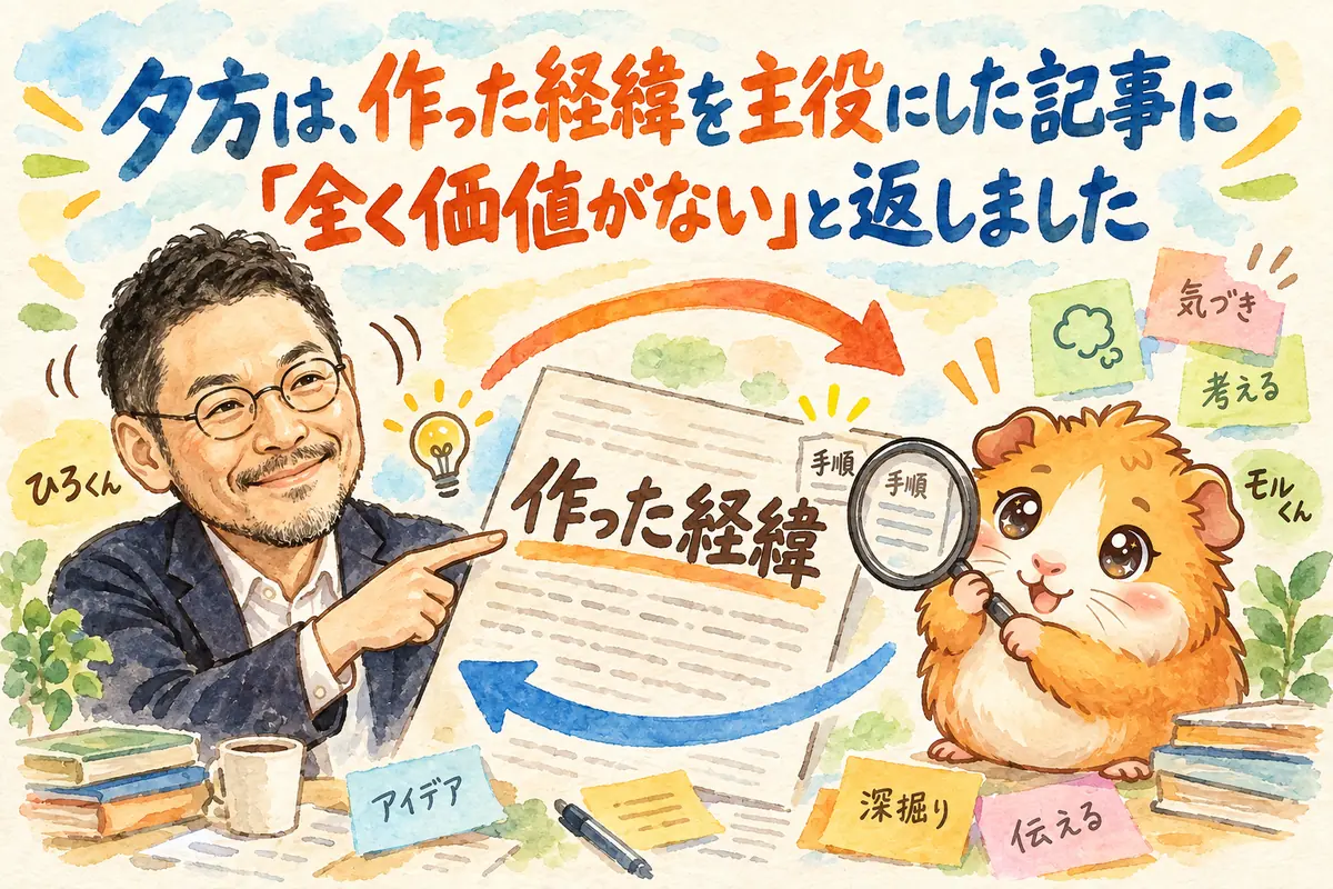 AIに書かせた記事は、公開前に読者の得にならない文を消す|分身AI日記 DAY181 夕方は、作った経緯を主役にした記事に「全く価値がない」と返しました