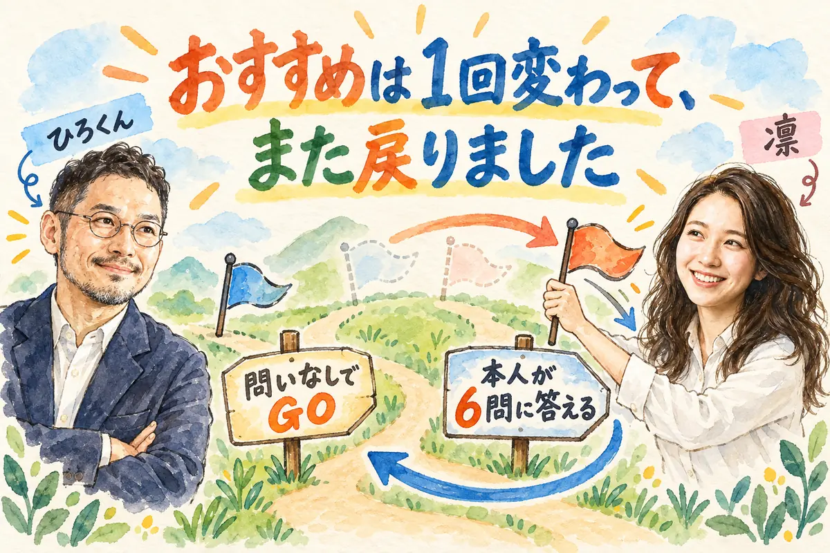 おすすめは1回変わって、また戻りました
