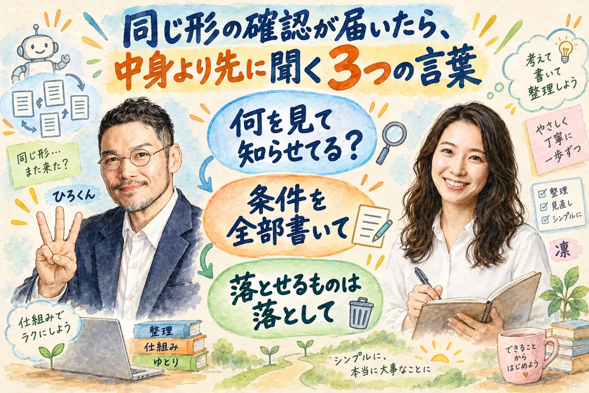 同じ形の確認が届いたら、中身より先に聞く3つの言葉