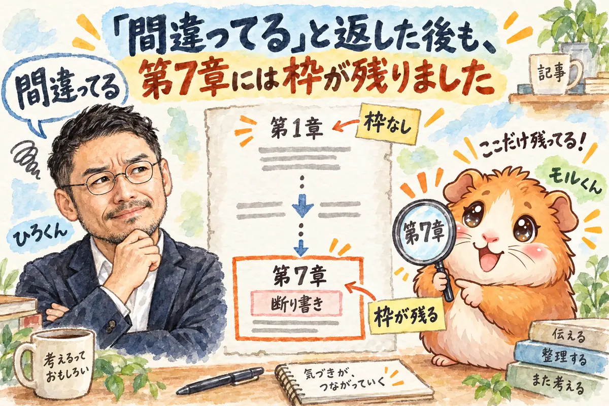 「間違ってる」と返した後も、第7章には枠が残りました