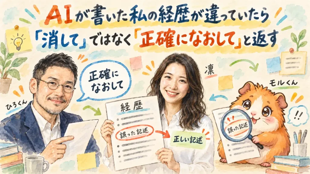 AIが書いた私の経歴が違っていたら「消して」ではなく「正確になおして」と返す 全体図