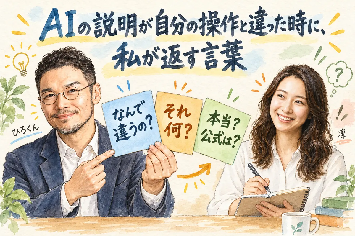 AIの説明が自分の操作と違った時に、私が返す言葉