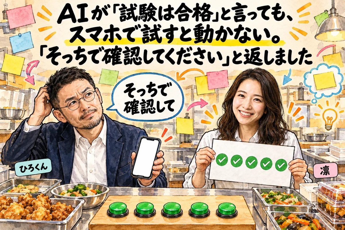 AIが「試験は合格」と言っても、スマホで試すと動かない。「そっちで確認してください」と返しました