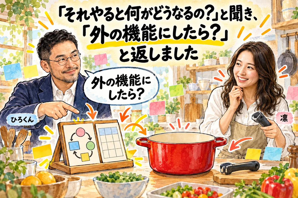 「それやると何がどうなるの？」と聞き、「外の機能にしたら？」と返しました