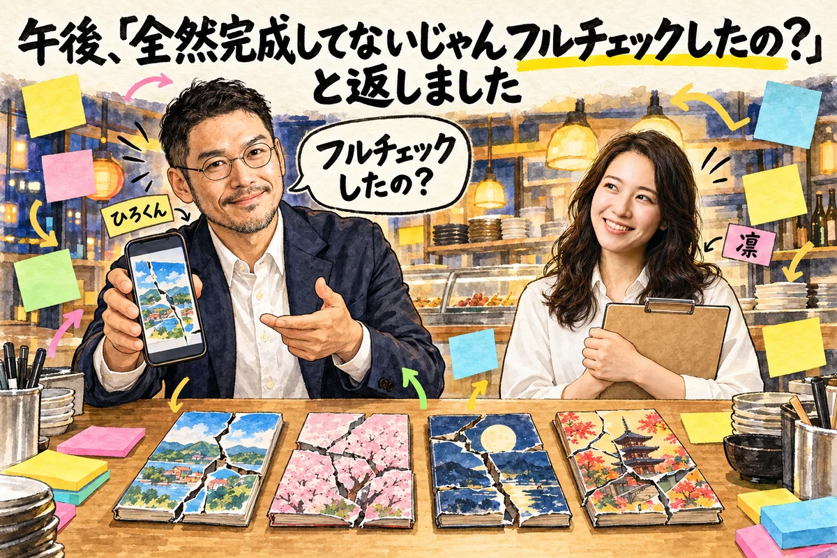 AIが「完了にしていい?」と聞いてきたら、「完成までのステップだして」と返す|分身AI日記 DAY199 午後、「全然完成してないじゃんフルチェックしたの?」と返しました