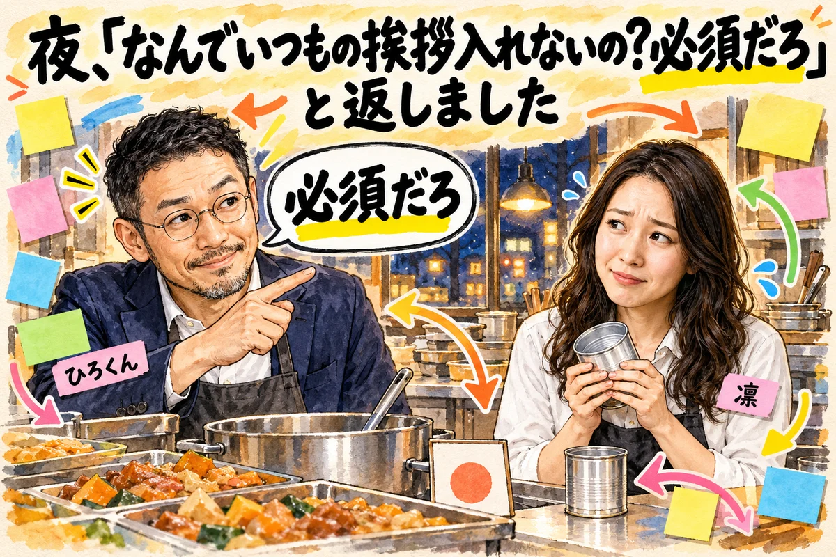 AIに間違いを指摘したら、必須の名乗りまで消えた。「必須だろ」と返した話|分身AI日記 DAY200 夜、「なんでいつもの挨拶入れないの?必須だろ」と返しました