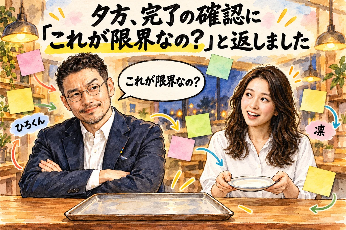 夕方、完了の確認に「これが限界なの？」と返しました