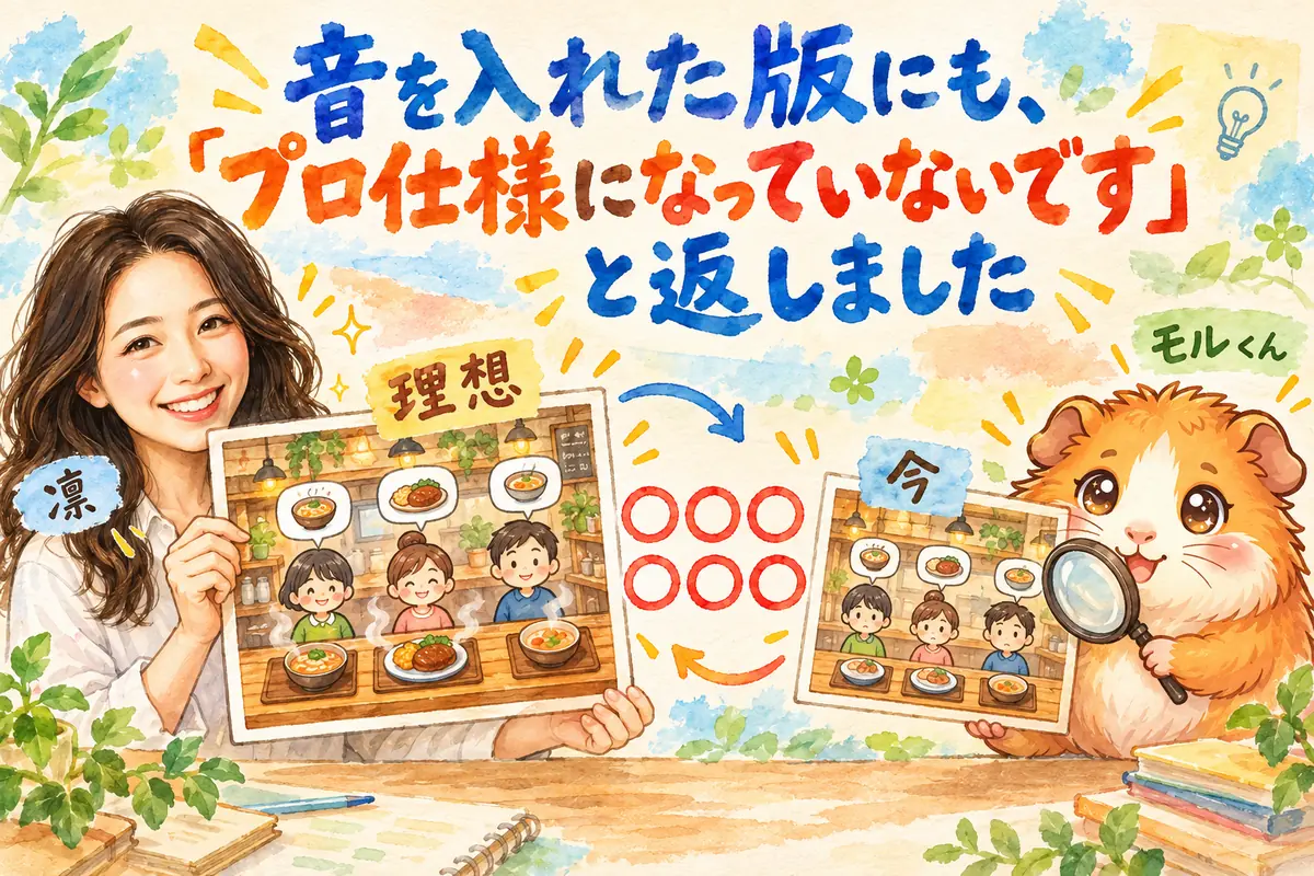 音を入れた版にも、「プロ仕様になっていないです」と返しました